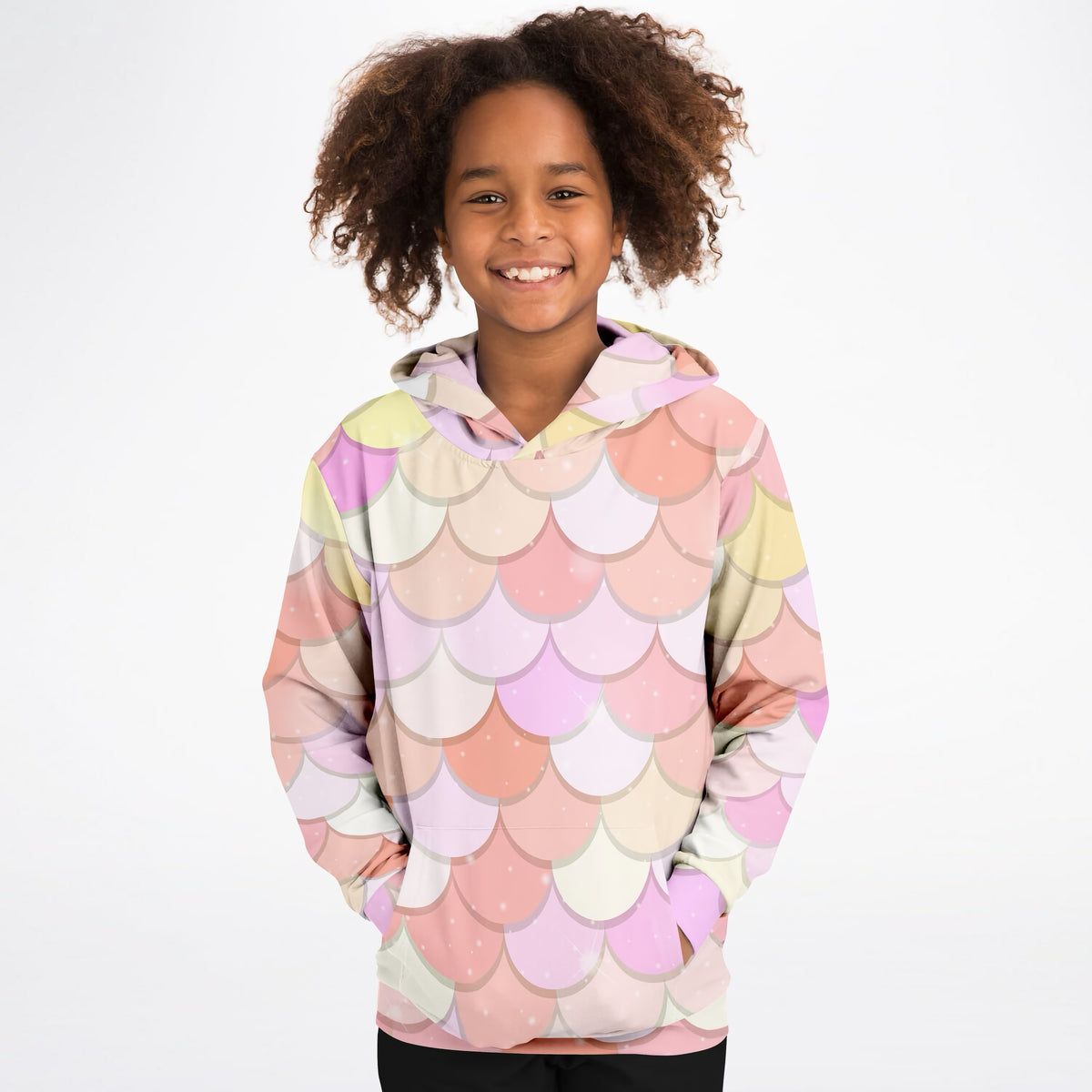 Girls Pink Mermaid Hoodie – Ultra Comfy & Stretchy, Cozy Fleece or Lightweight Sports Fabric, Double-Layer Hood & Kangaroo Pocket