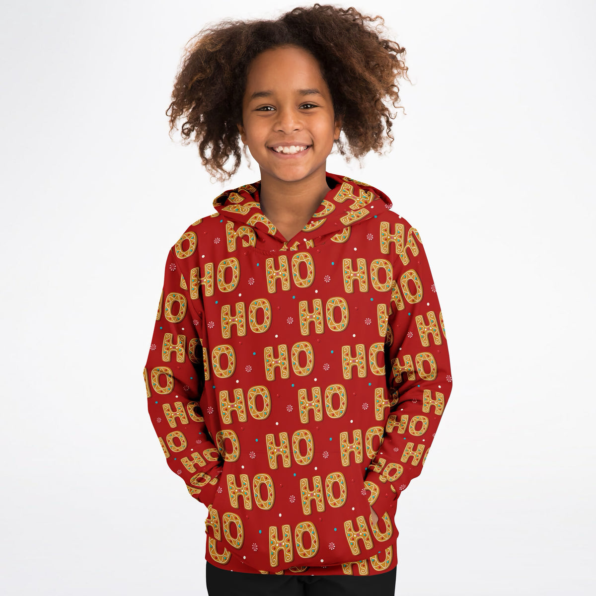 Kids Christmas Ho Ho Ho Hoodie – Ultra Comfy & Stretchy, Cozy Fleece or Lightweight Sports Fabric, Double-Layer Hood & Kangaroo Pocket
