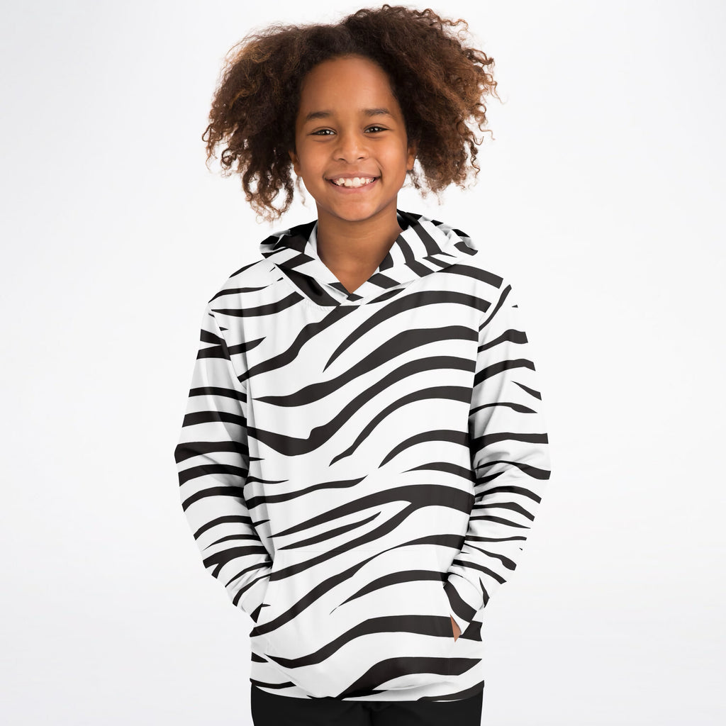 Kids Zebra Print Hoodie – Ultra Comfy & Stretchy, Cozy Fleece or Lightweight Sports Fabric, Double-Layer Hood & Kangaroo Pocket