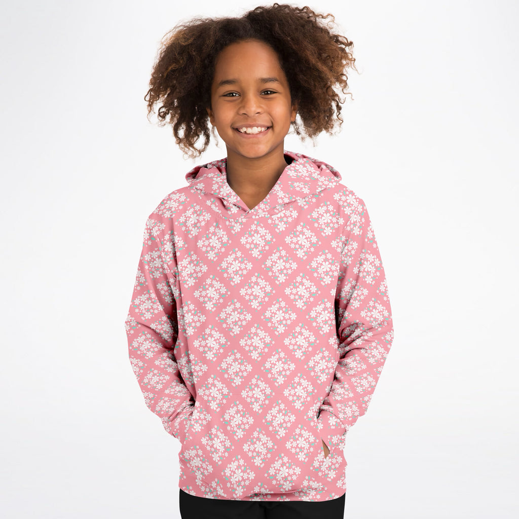 Girls Daisy Flower Clusters Hoodie – Ultra Comfy & Stretchy, Cozy Fleece or Lightweight Sports Fabric, Double-Layer Hood & Kangaroo Pocket