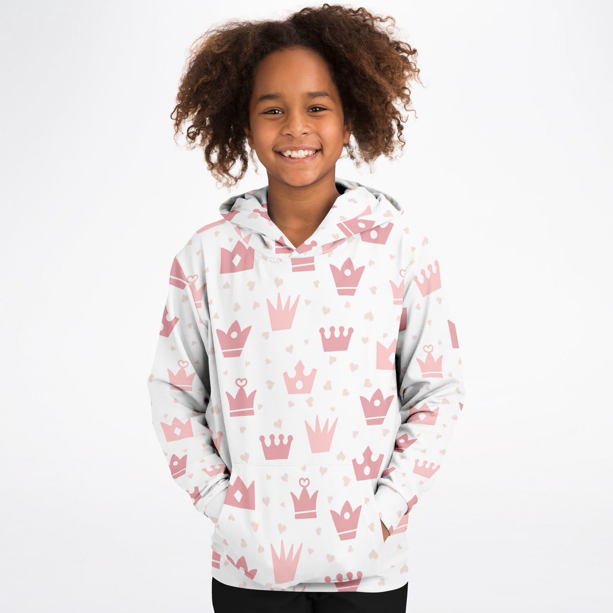 Girls Princess Crowns Hoodie – Ultra Comfy & Stretchy, Cozy Fleece or Lightweight Sports Fabric, Double-Layer Hood & Kangaroo Pocket