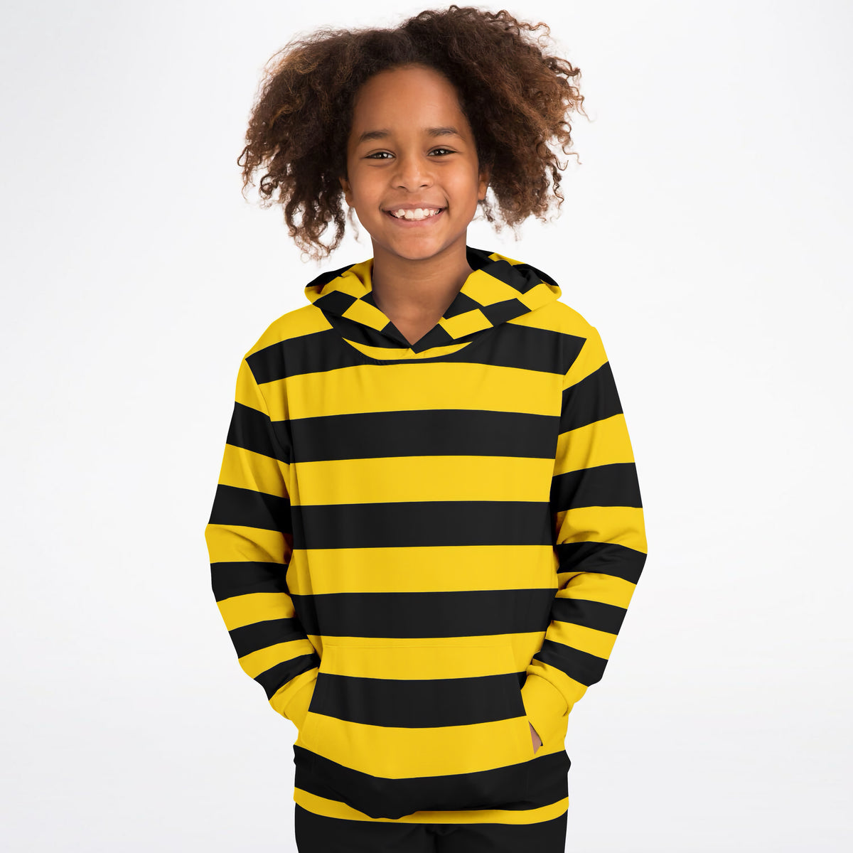Kids Bee Stripe Hoodie – Ultra Comfy & Stretchy, Cozy Fleece or Lightweight Sports Fabric, Double-Layer Hood & Kangaroo Pocket