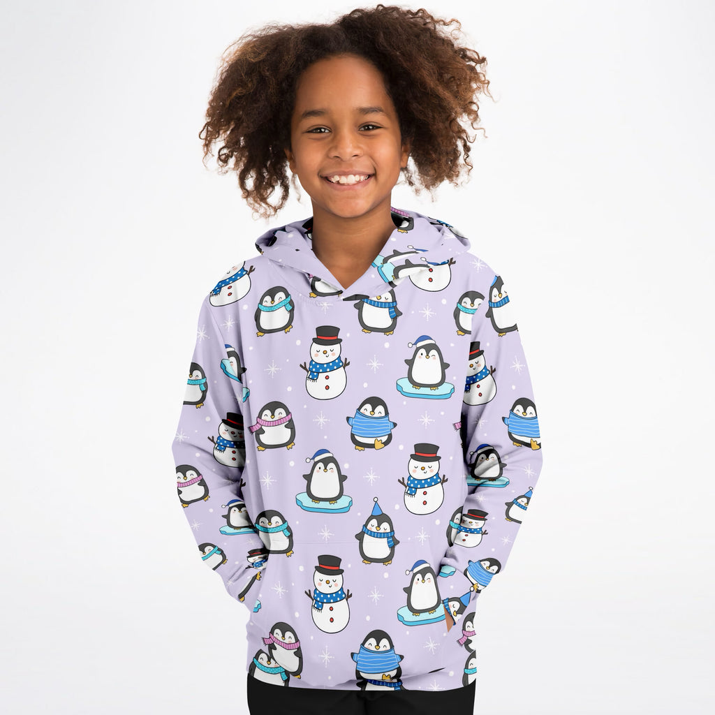 Kids Penguin Winter Hoodie – Ultra Comfy & Stretchy, Cozy Fleece or Lightweight Sports Fabric, Double-Layer Hood & Kangaroo Pocket