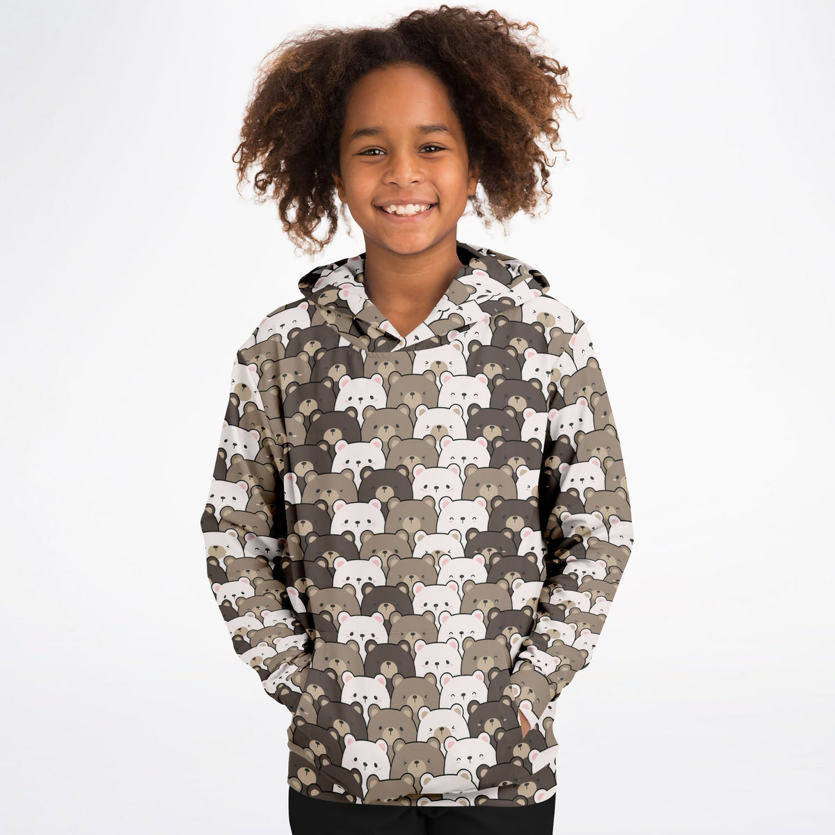 Kids Bear Face Hoodie – Ultra Comfy & Stretchy, Cozy Fleece or Lightweight Sports Fabric, Double-Layer Hood & Kangaroo Pocket