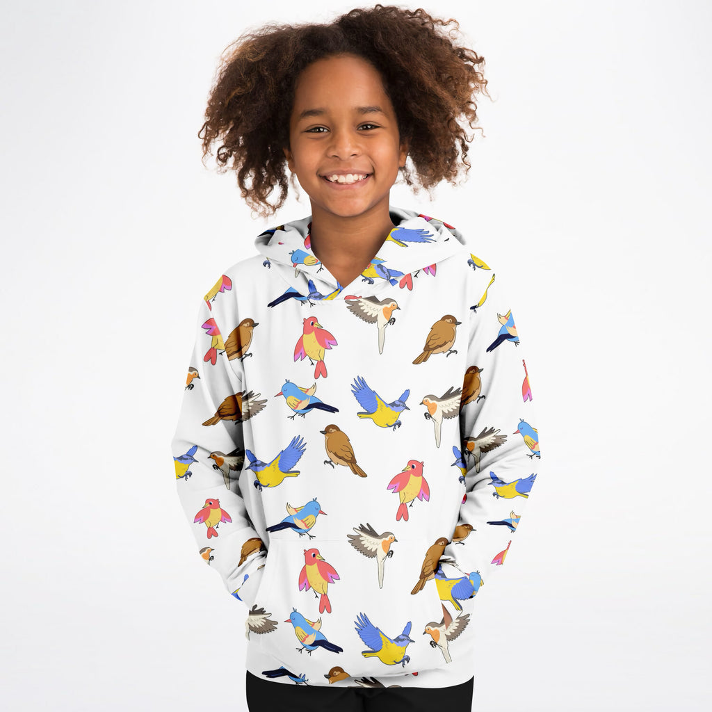 Kids Colorful Bird Hoodie – Ultra Comfy & Stretchy, Cozy Fleece or Lightweight Sports Fabric, Double-Layer Hood & Kangaroo Pocket
