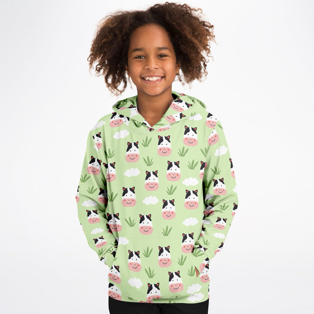 Kids Cow Hoodie – Ultra Comfy & Stretchy, Cozy Fleece or Lightweight Sports Fabric, Double-Layer Hood & Kangaroo Pocket