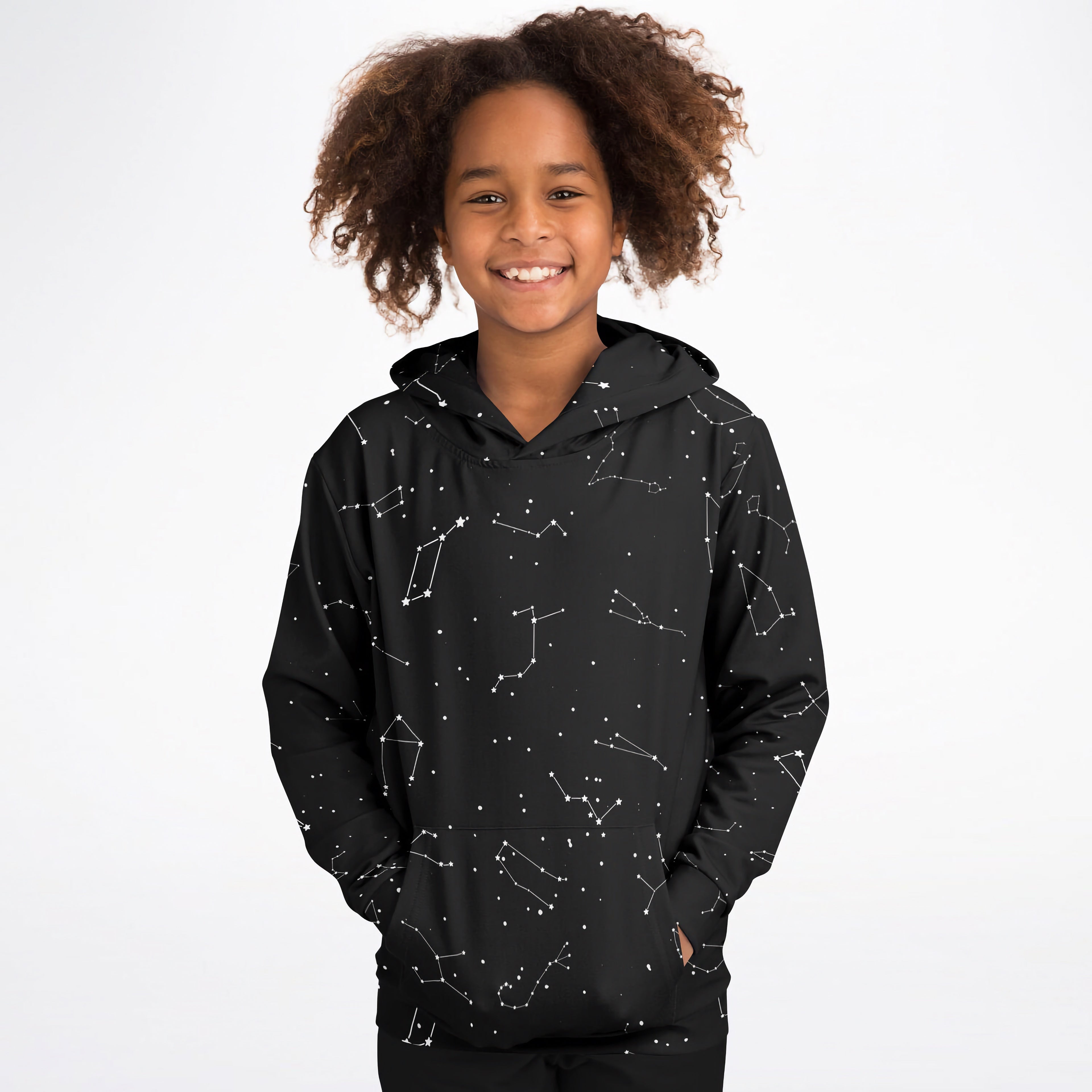 Kids Realistic Constellations Hoodie – Cozy Cotton Fleece or Lightweight Sports Fabric