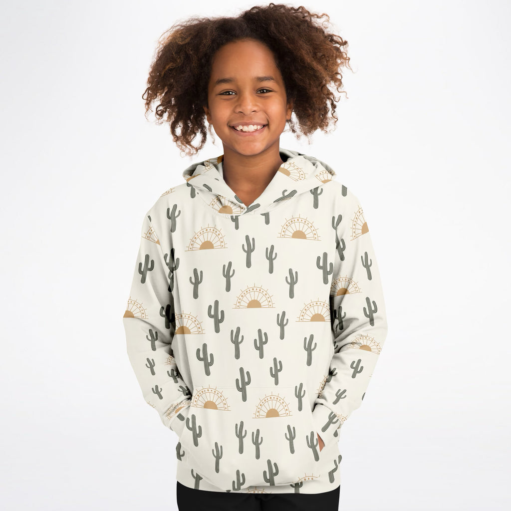 Kids Desert Cactus Hoodie – Ultra Comfy & Stretchy, Cozy Fleece or Lightweight Sports Fabric, Double-Layer Hood & Kangaroo Pocket
