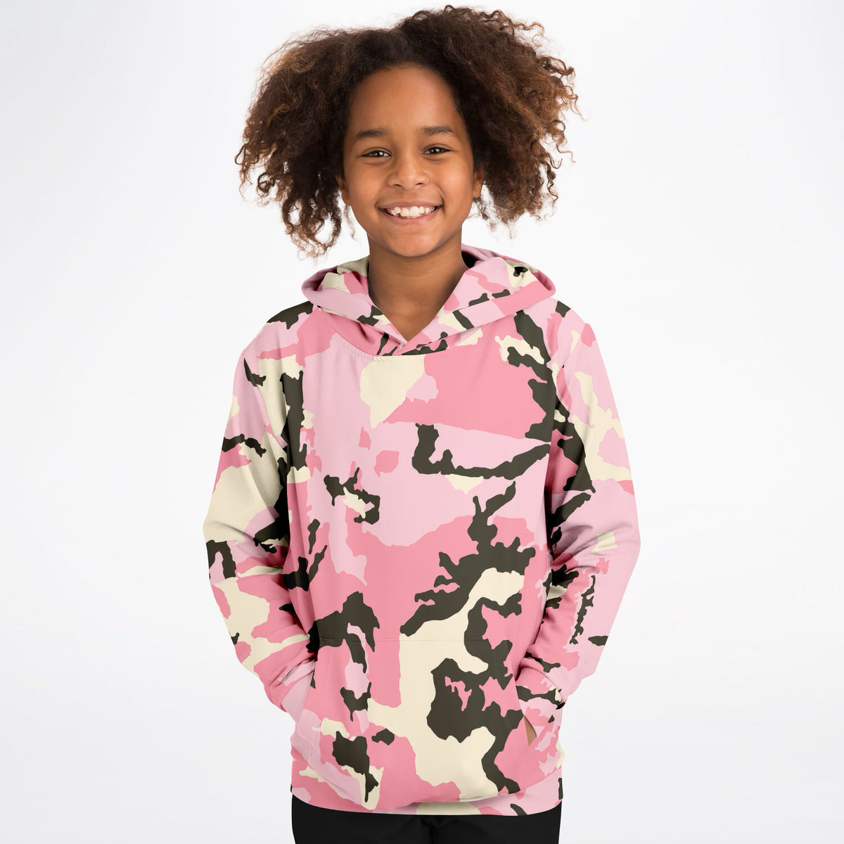 Kids Bold Pink Camouflage Hoodie – Ultra Comfy & Stretchy, Cozy Fleece or Lightweight Sports Fabric, Double-Layer Hood & Kangaroo Pocket