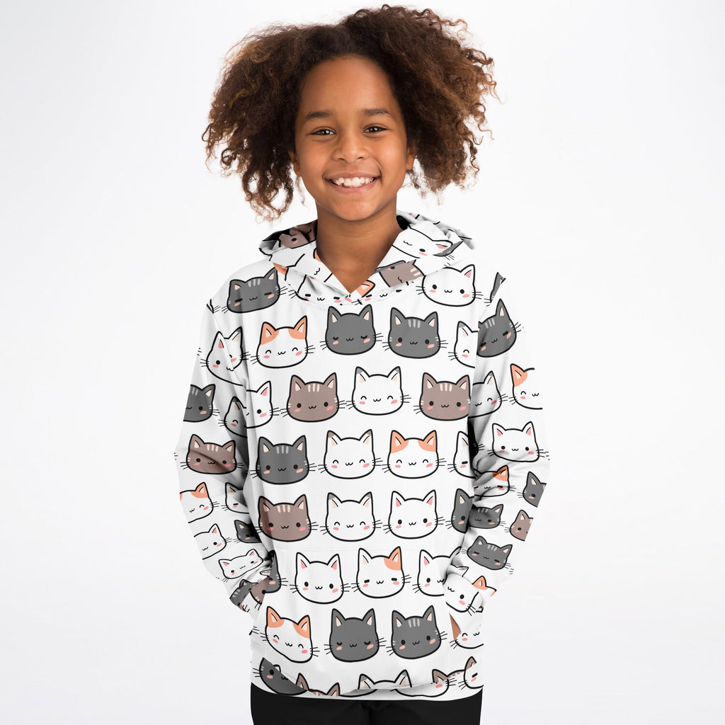 Girls Cat Hoodie – Cozy Cotton Fleece or Lightweight Sports Fabric