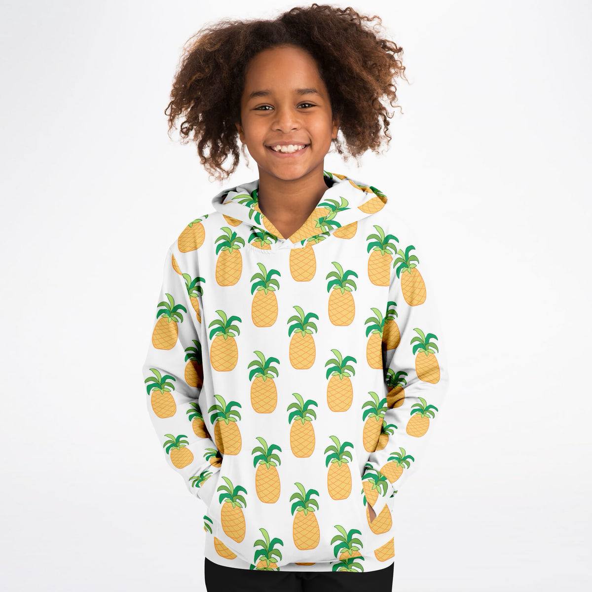 Kids Pineapple Hoodie – Ultra Comfy & Stretchy, Cozy Fleece or Lightweight Sports Fabric, Double-Layer Hood & Kangaroo Pocket