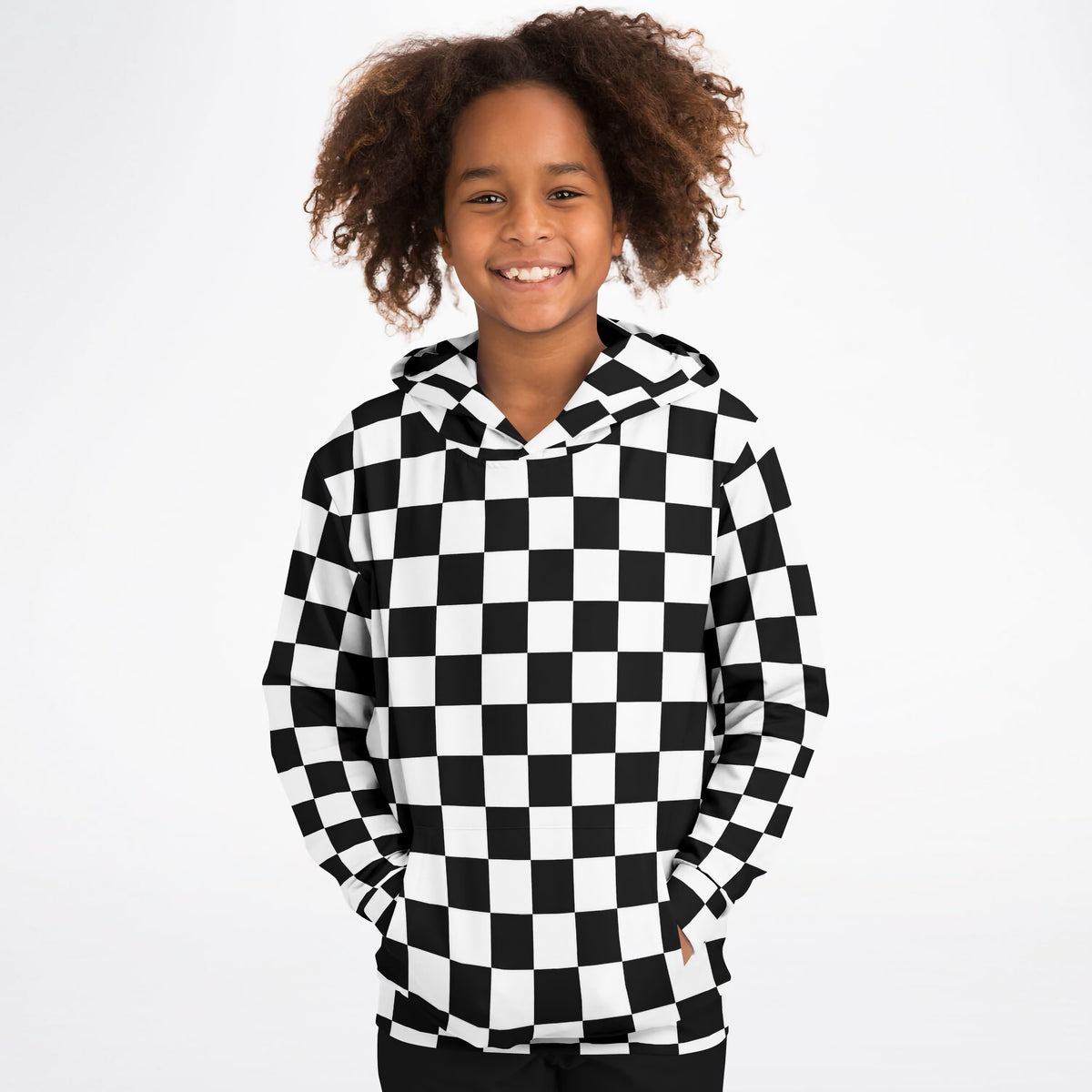 Kids Checkered Hoodie – Ultra Comfy & Stretchy, Cozy Fleece or Lightweight Sports Fabric, Double-Layer Hood & Kangaroo Pocket