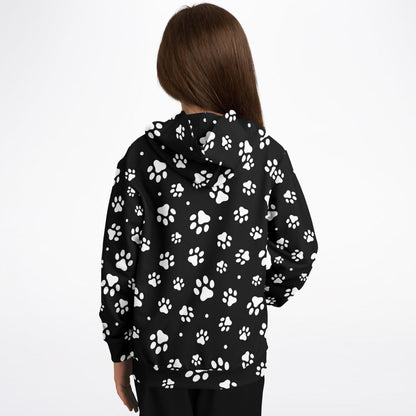Kids Paw Print Hoodie – Cozy Cotton Fleece or Lightweight Sports Fabric