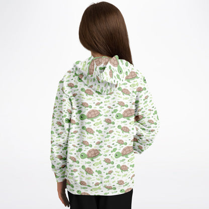 Kids Green Sea Turtles Hoodie – Cozy Cotton Fleece or Lightweight Sports Fabric
