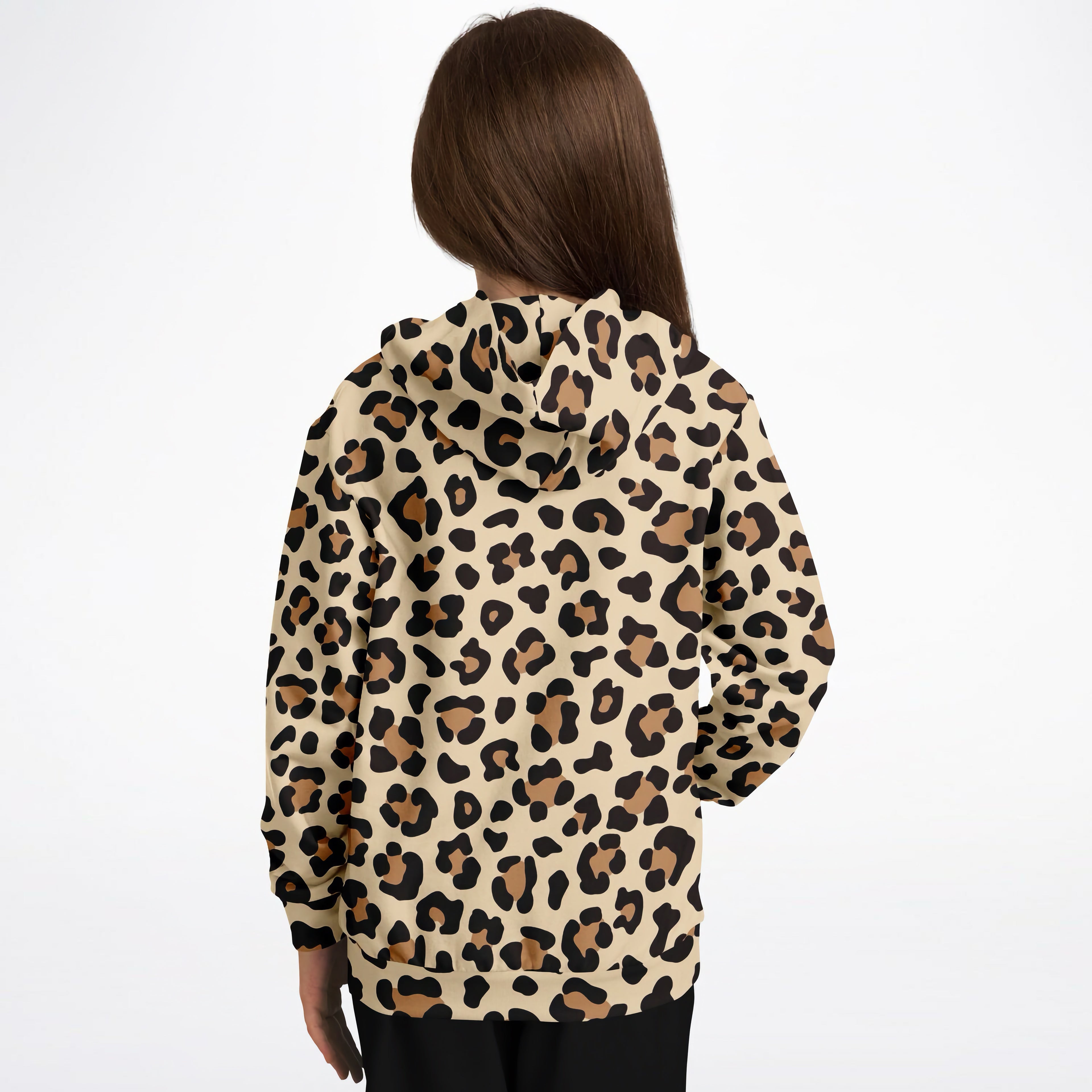 Kids Leopard Print Hoodie – Cozy Cotton Fleece or Lightweight Sports Fabric