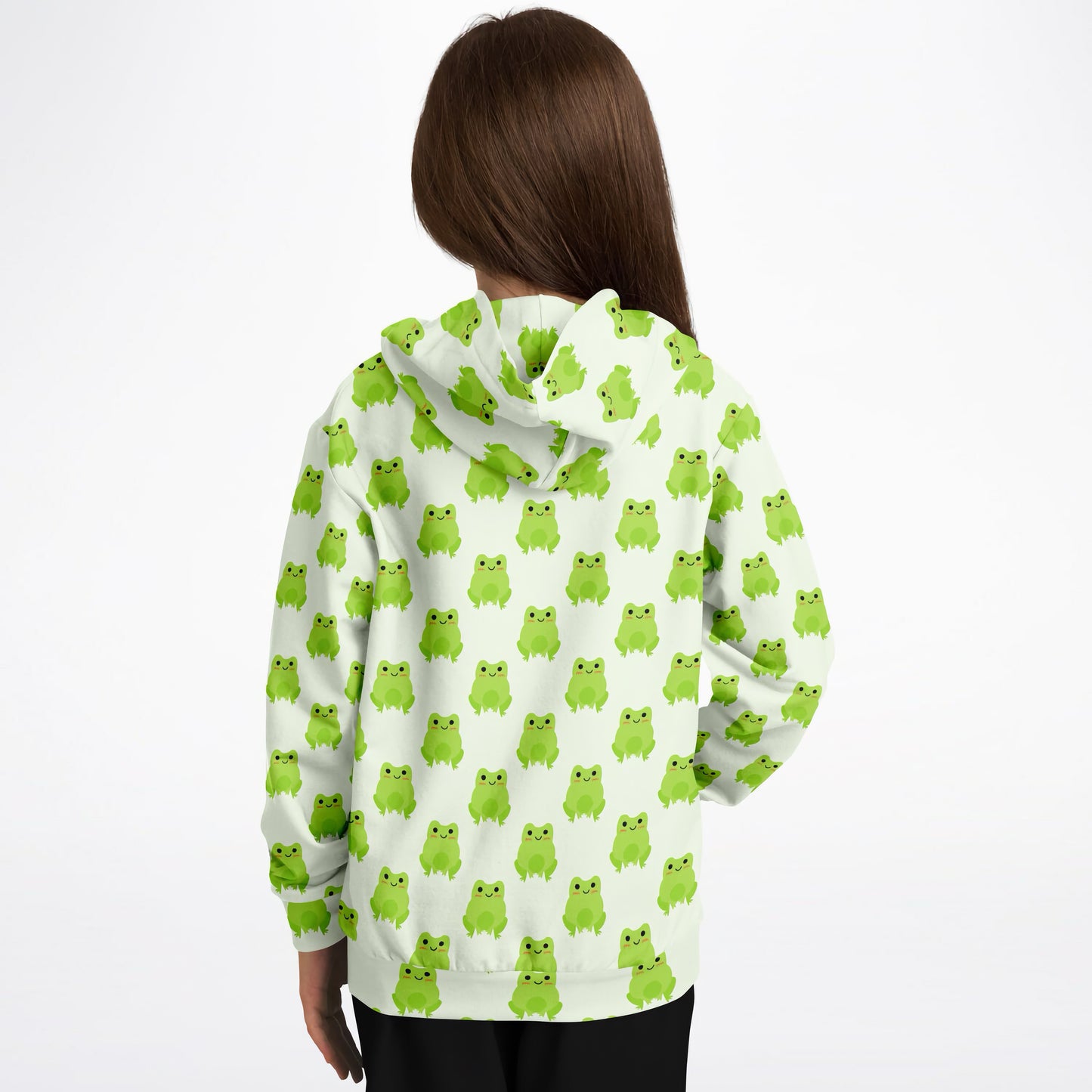 Kids Green Frog Hoodie – Cozy Cotton Fleece or Lightweight Sports Fabric