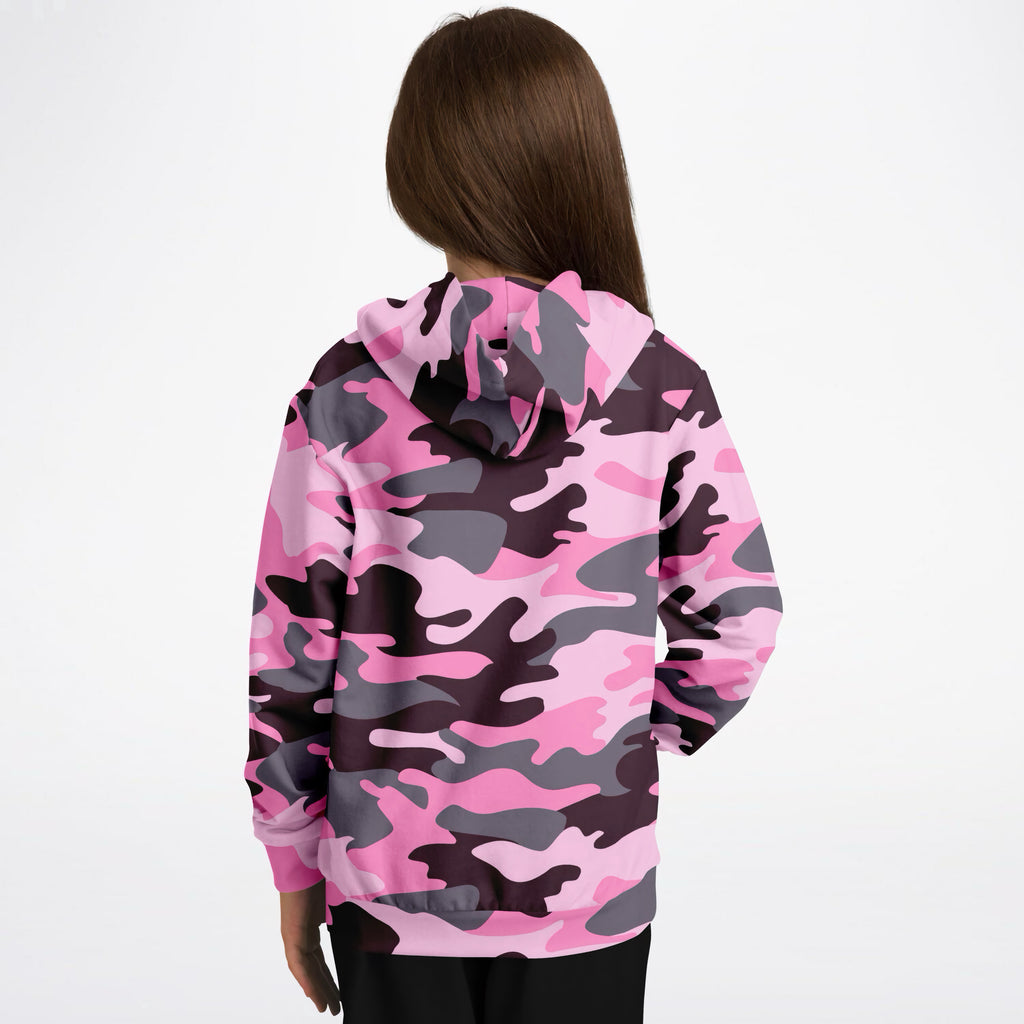 Girls Pink Camouflage Hoodie – Ultra Comfy & Stretchy, Cozy Fleece or Lightweight Sports Fabric, Double-Layer Hood & Kangaroo Pocket