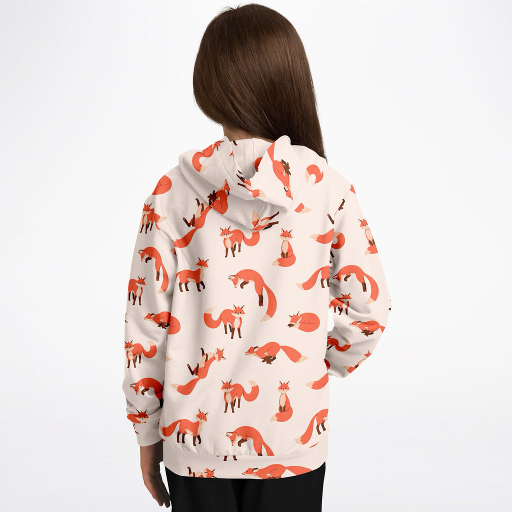 Kids Orange Fox Hoodie – Ultra Comfy & Stretchy, Cozy Fleece or Lightweight Sports Fabric, Double-Layer Hood & Kangaroo Pocket