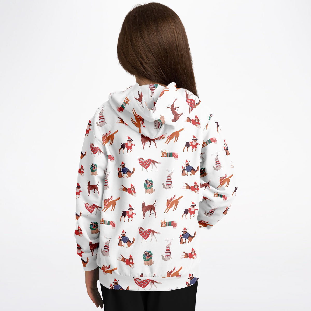 Kids Christmas Dogs Hoodie – Ultra Comfy & Stretchy, Cozy Fleece or Lightweight Sports Fabric, Double-Layer Hood & Kangaroo Pocket