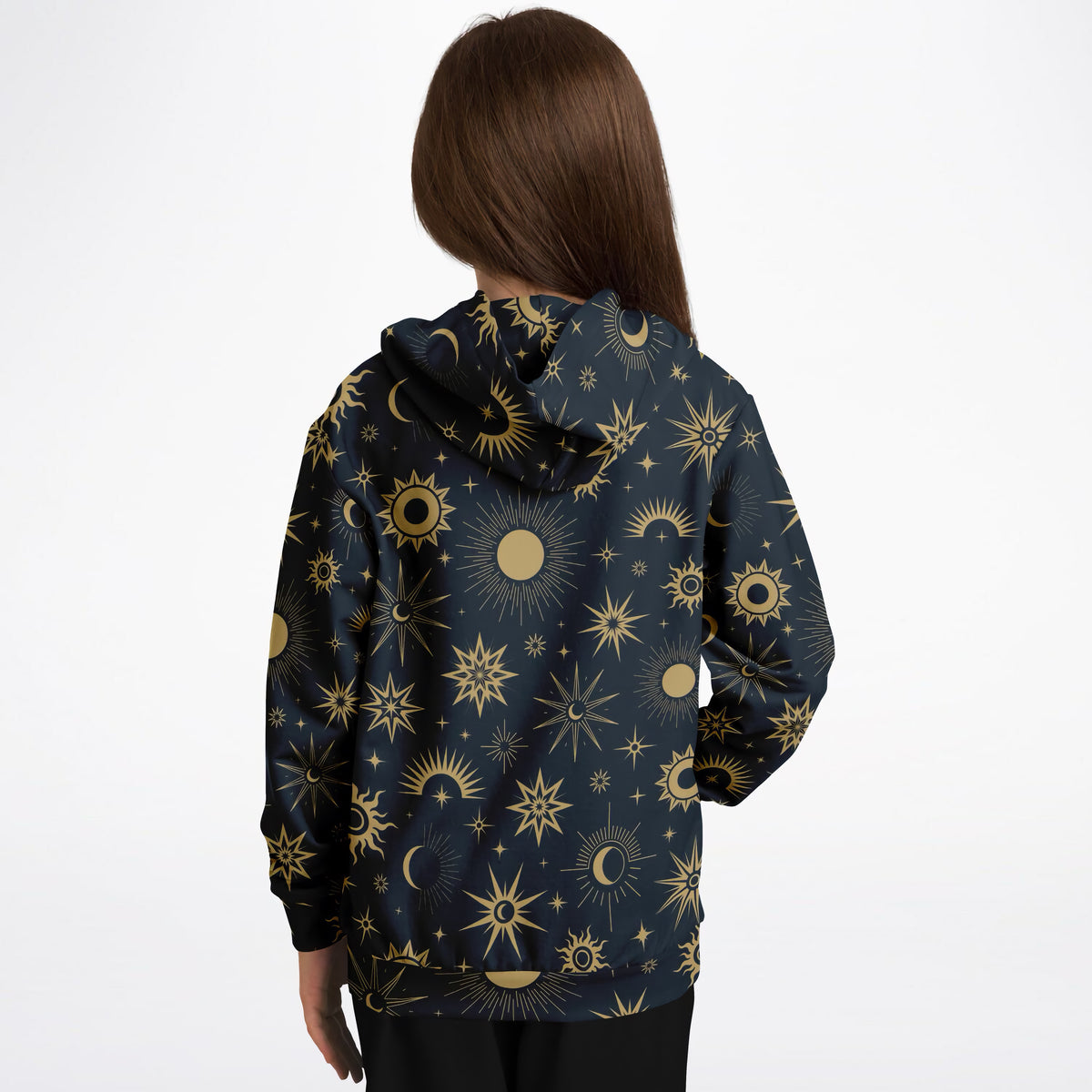 Kids Celestial Sun & Moon Hoodie – Ultra Comfy & Stretchy, Cozy Fleece or Lightweight Sports Fabric, Double-Layer Hood & Kangaroo Pocket