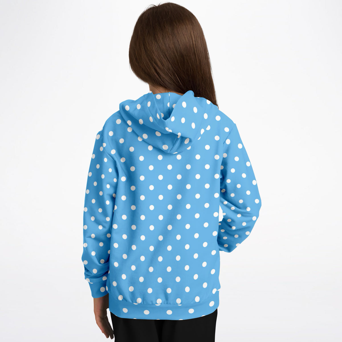 Kids Sky Blue Polka Dot Hoodie – Ultra Comfy & Stretchy, Cozy Fleece or Lightweight Sports Fabric, Double-Layer Hood & Kangaroo Pocket