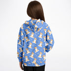 Kids Blue Corgi Dog Hoodie – Cozy Cotton Fleece or Lightweight Sports Fabric