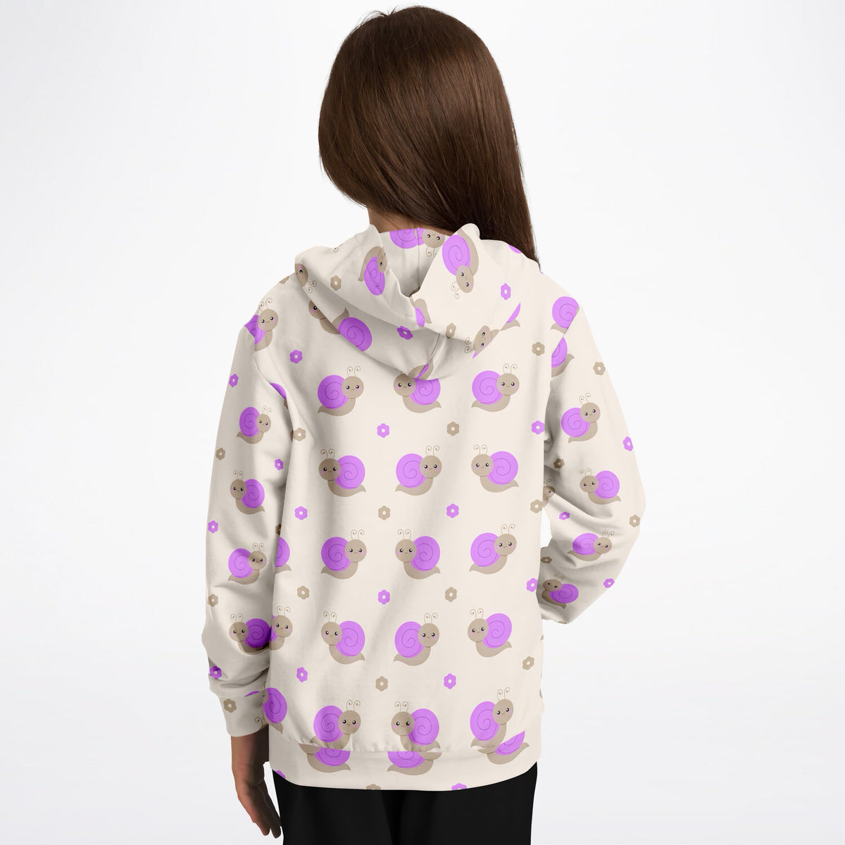 Girls Purple Snail Hoodie – Ultra Comfy & Stretchy, Cozy Fleece or Lightweight Sports Fabric, Double-Layer Hood & Kangaroo Pocket