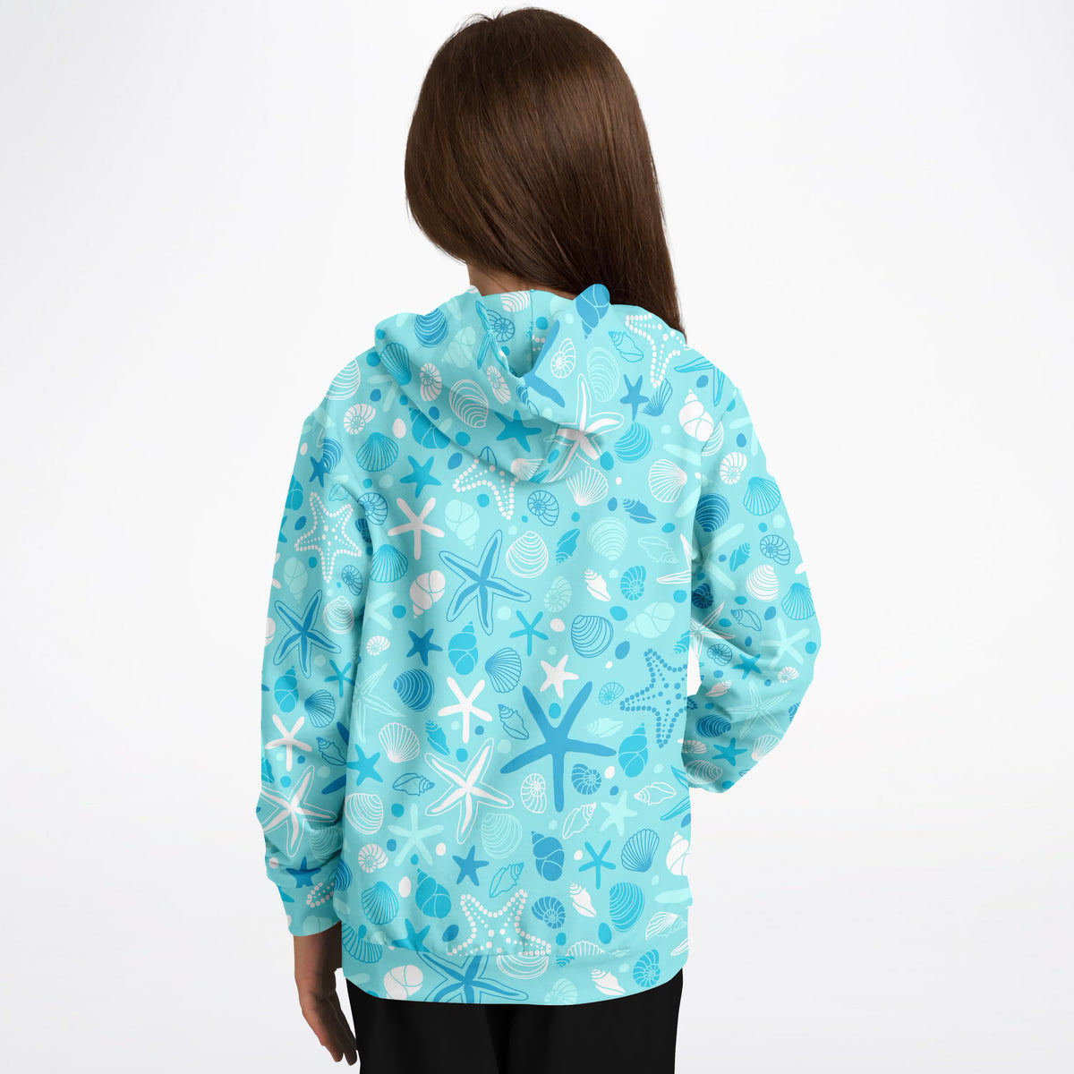 Kids Starfish & Shells Hoodie – Ultra Comfy & Stretchy, Cozy Fleece or Lightweight Sports Fabric, Double-Layer Hood & Kangaroo Pocket