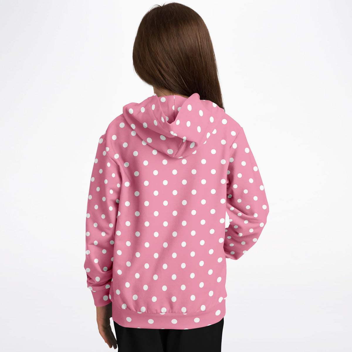 Girls Pink Polka Dot Hoodie – Ultra Comfy & Stretchy, Cozy Fleece or Lightweight Sports Fabric, Double-Layer Hood & Kangaroo Pocket