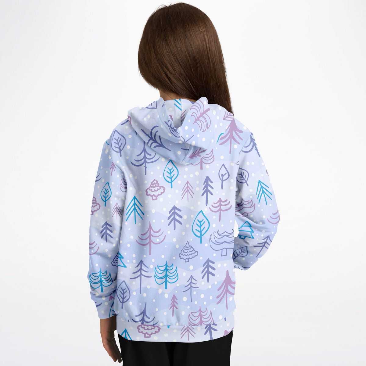 Kids Pastel Blue Christmas Tree Hoodie – Ultra Comfy & Stretchy, Cozy Fleece or Lightweight Sports Fabric, Double-Layer Hood & Kangaroo Pocket