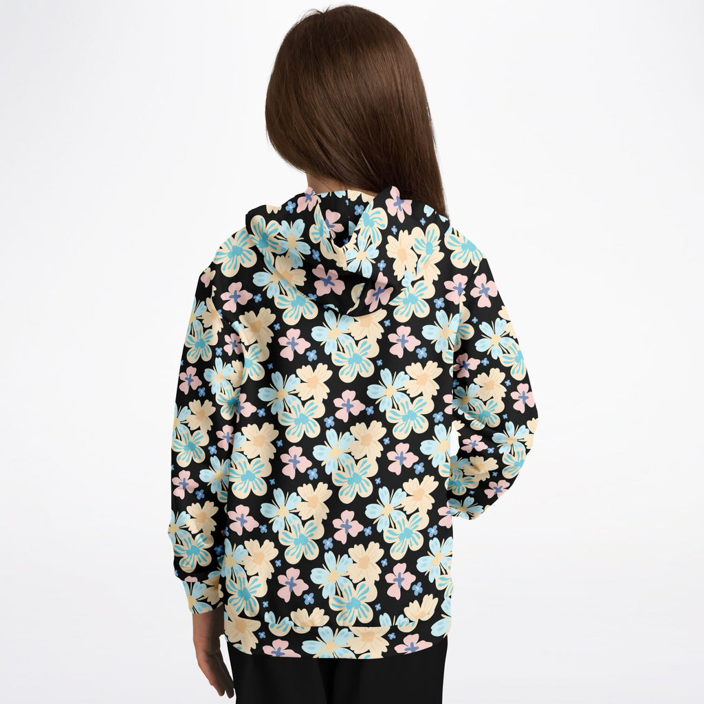 Girls Colorful Daisy Tropical Floral Hoodie – Ultra Comfy & Stretchy, Cozy Fleece or Lightweight Sports Fabric, Double-Layer Hood & Kangaroo Pocket