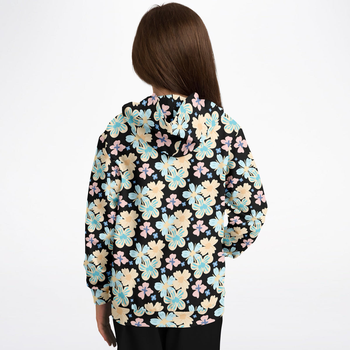 Girls Colorful Daisy Tropical Floral Hoodie – Ultra Comfy & Stretchy, Cozy Fleece or Lightweight Sports Fabric, Double-Layer Hood & Kangaroo Pocket