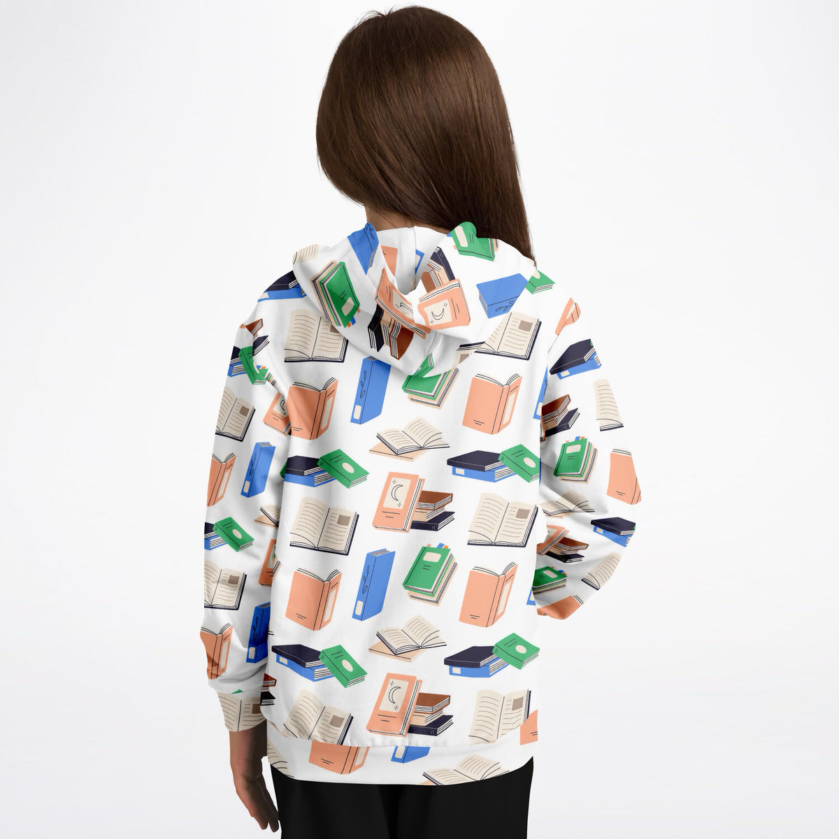 Kids Colorful Books Hoodie – Ultra Comfy & Stretchy, Cozy Fleece or Lightweight Sports Fabric, Double-Layer Hood & Kangaroo Pocket