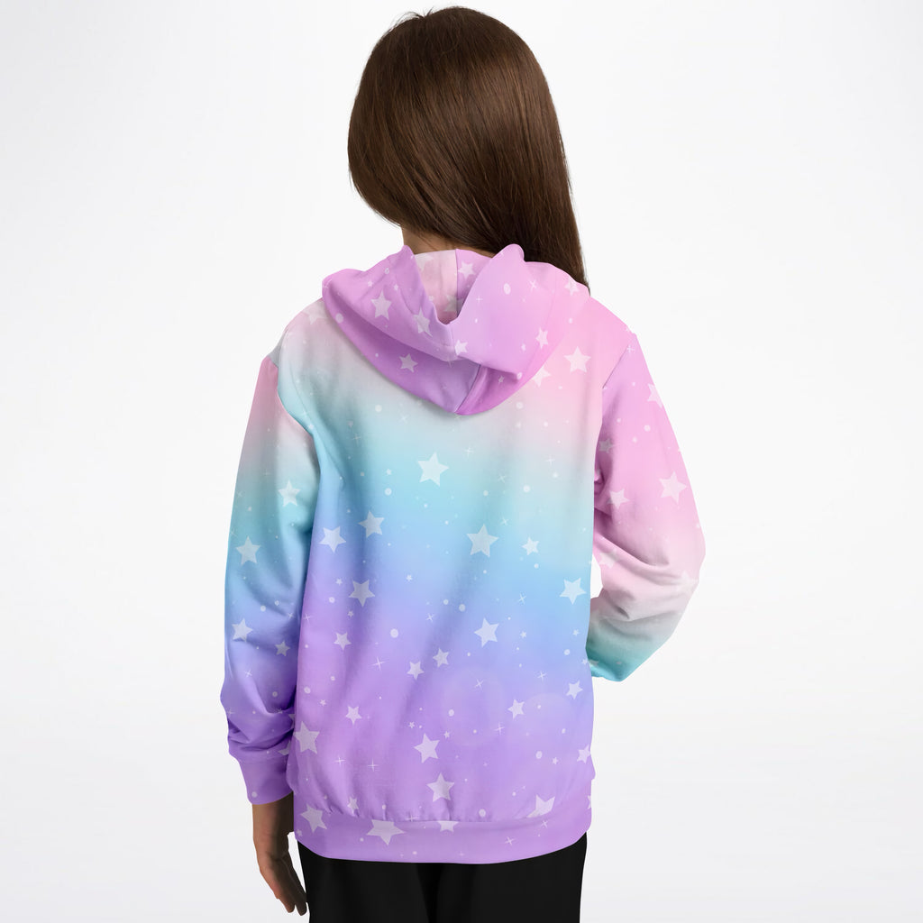 Girls Rainbow Stars Hoodie – Ultra Comfy & Stretchy, Cozy Fleece or Lightweight Sports Fabric, Double-Layer Hood & Kangaroo Pocket