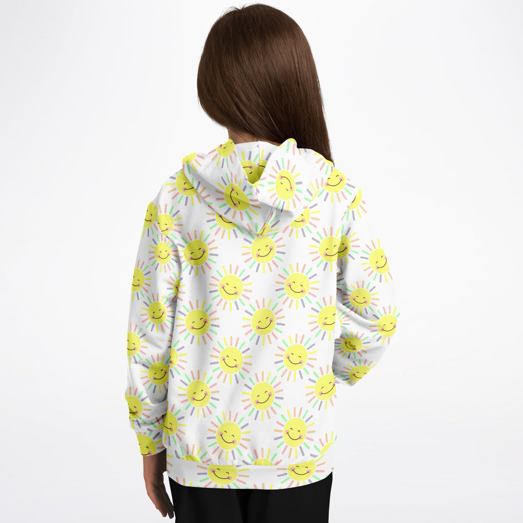 Kids Happy Sunshine Hoodie – Ultra Comfy & Stretchy, Cozy Fleece or Lightweight Sports Fabric, Double-Layer Hood & Kangaroo Pocket