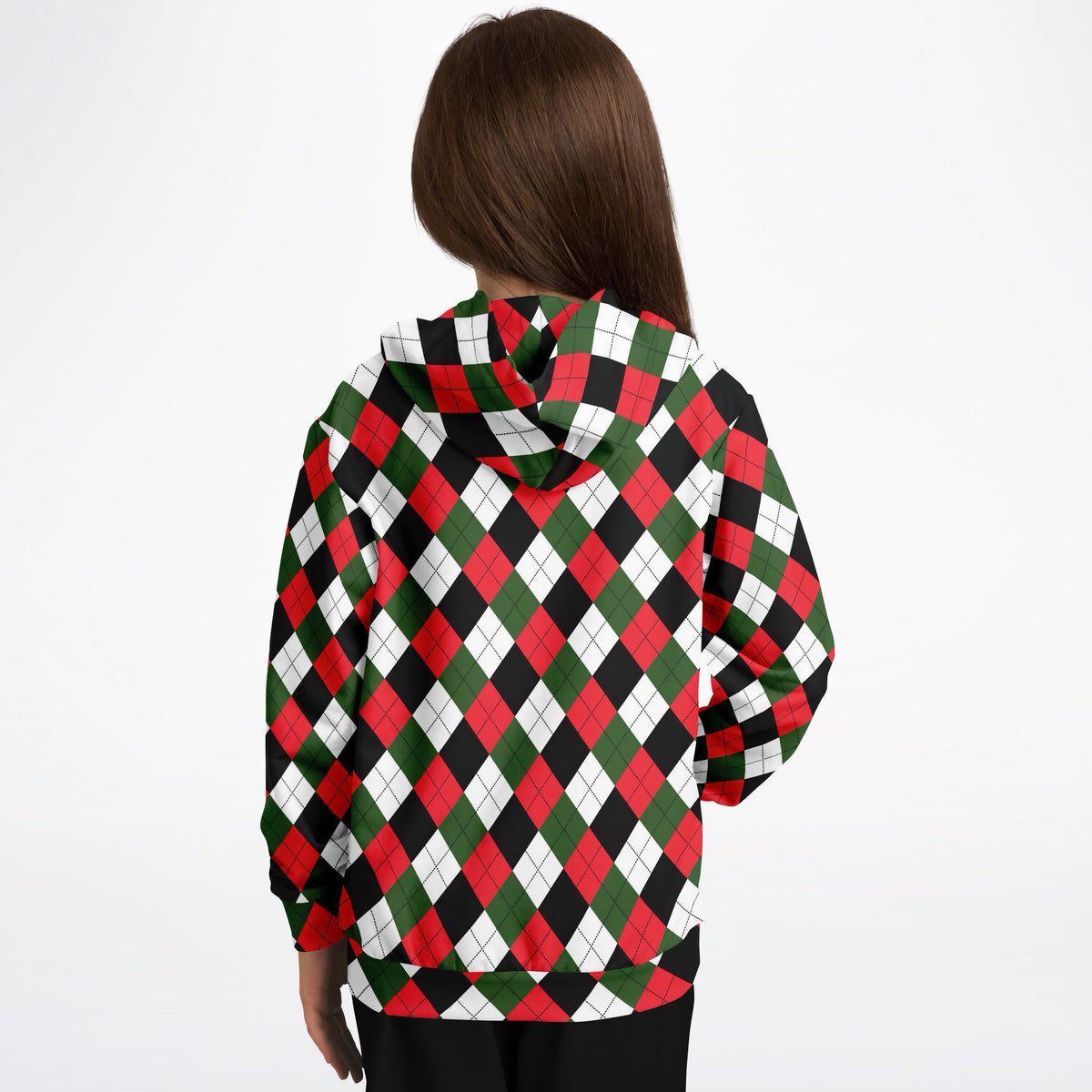 Kids Christmas Argyle Hoodie – Ultra Comfy & Stretchy, Cozy Fleece or Lightweight Sports Fabric, Double-Layer Hood & Kangaroo Pocket