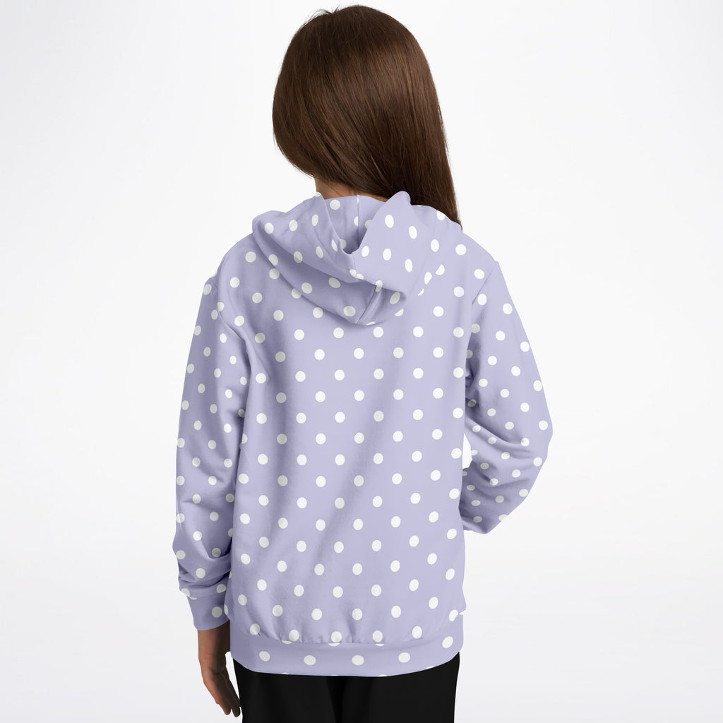 Girls Light Purple Polka Dot Hoodie – Ultra Comfy & Stretchy, Cozy Fleece or Lightweight Sports Fabric, Double-Layer Hood & Kangaroo Pocket