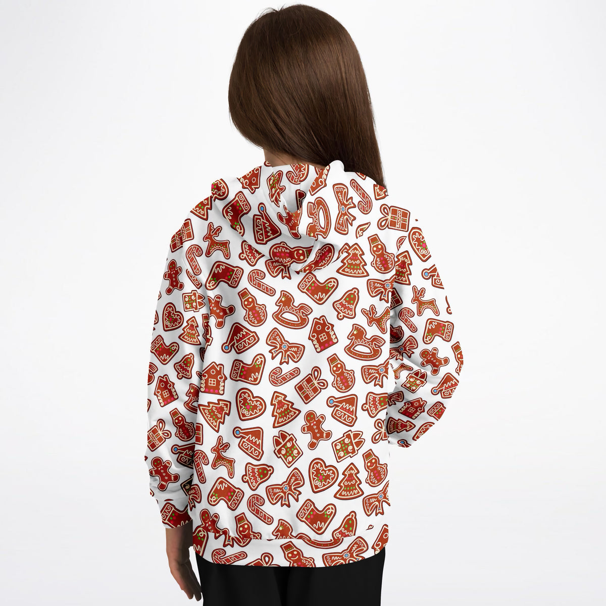 Kids Christmas Gingerbread Cookie Hoodie – Ultra Comfy & Stretchy, Cozy Fleece or Lightweight Sports Fabric, Double-Layer Hood & Kangaroo Pocket