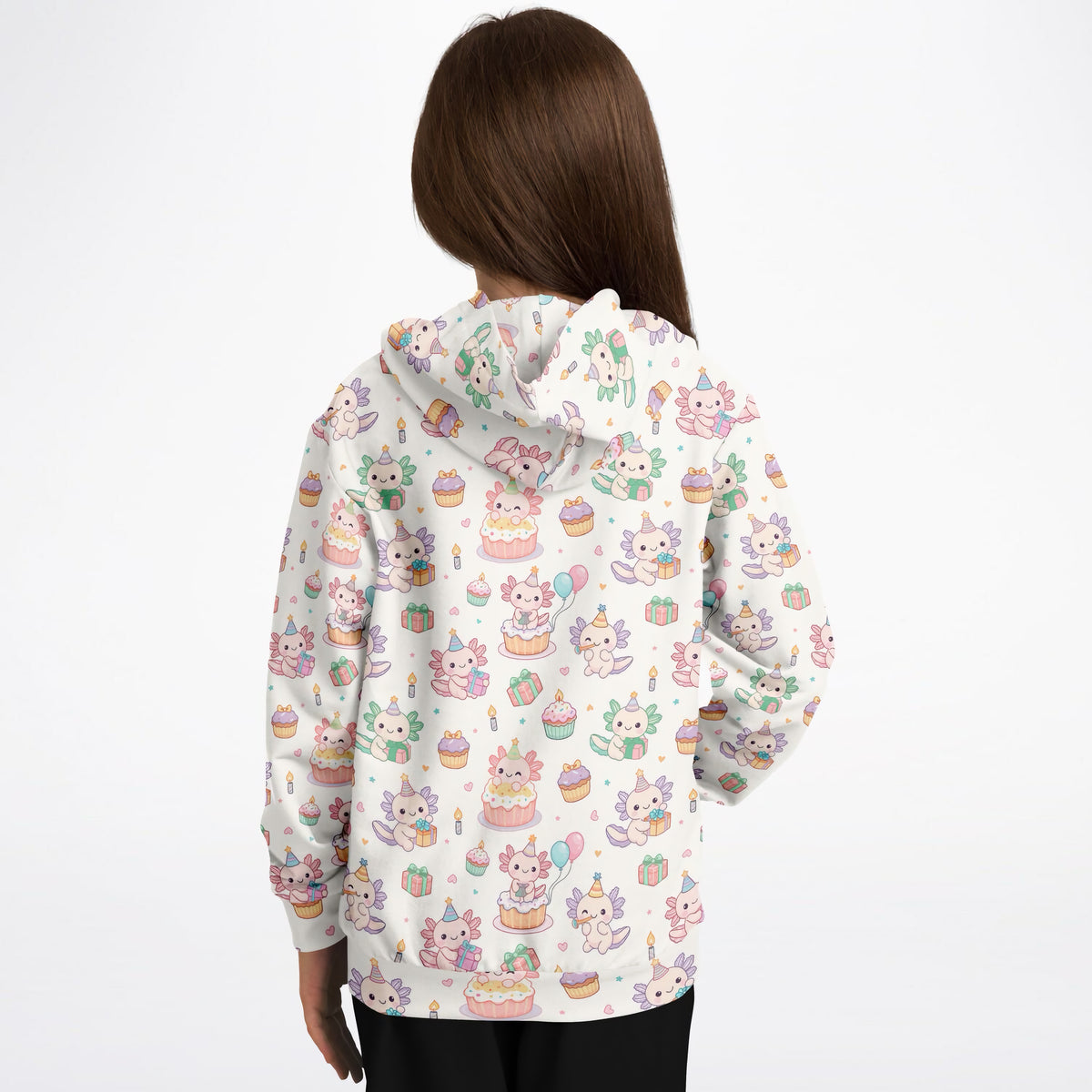 Kids Axolotl Birthday Hoodie – Ultra Comfy & Stretchy, Cozy Fleece or Lightweight Sports Fabric, Double-Layer Hood & Kangaroo Pocket