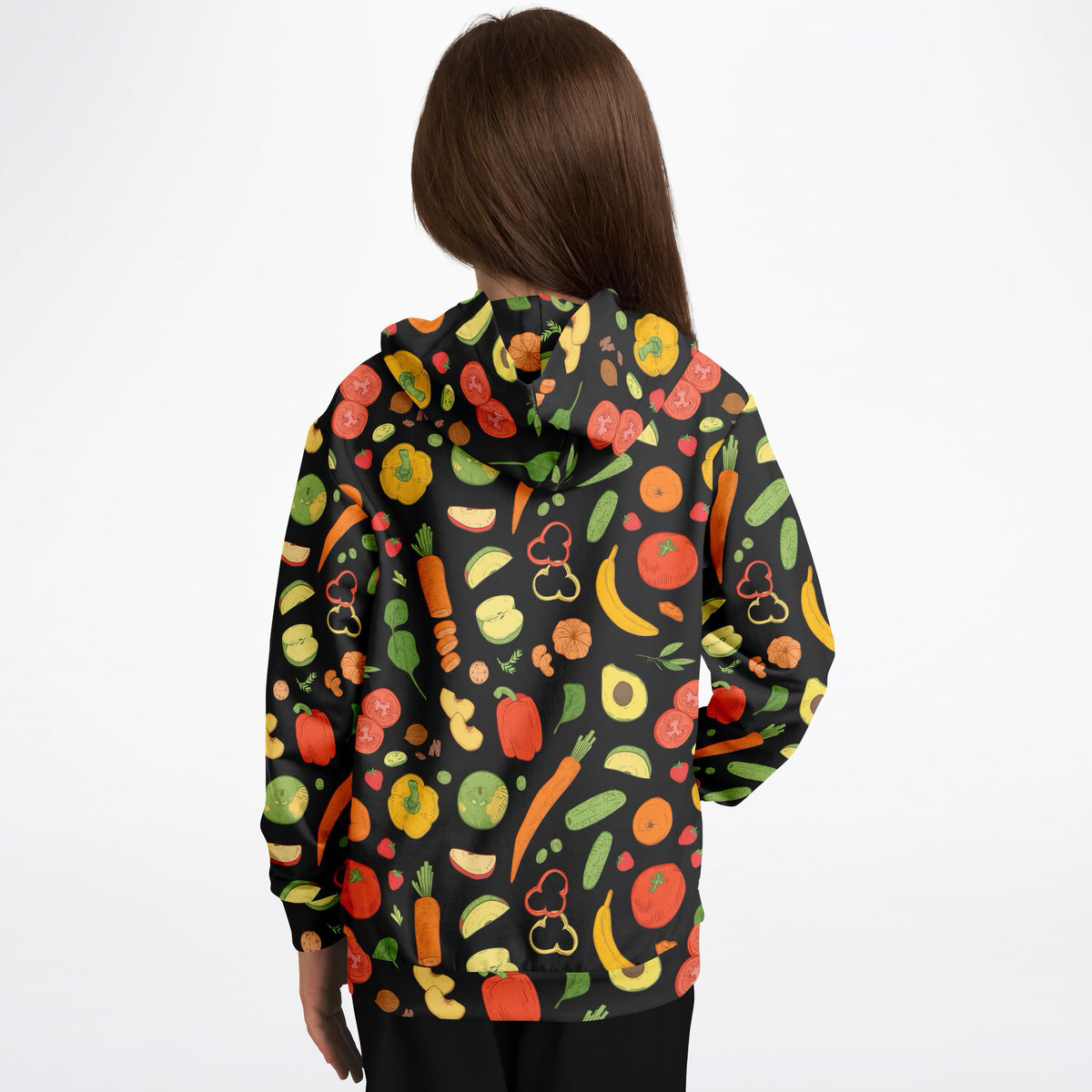 Kids Fruits & Vegetables Hoodie – Ultra Comfy & Stretchy, Cozy Fleece or Lightweight Sports Fabric, Double-Layer Hood & Kangaroo Pocket