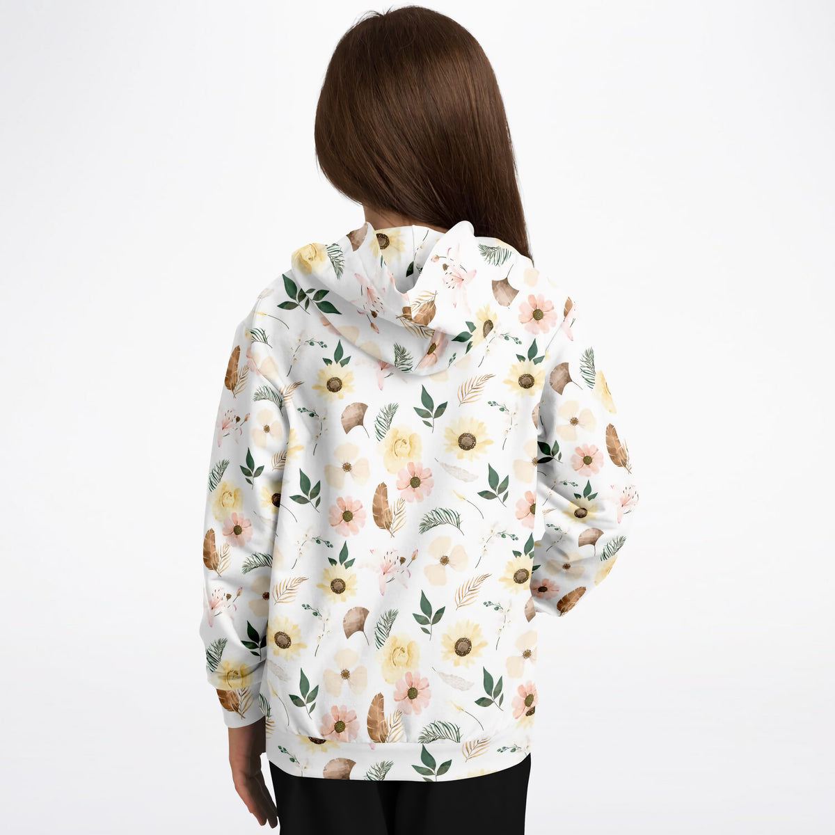 Kids Beautiful Boho Floral Hoodie – Ultra Comfy & Stretchy, Cozy Fleece or Lightweight Sports Fabric, Double-Layer Hood & Kangaroo Pocket