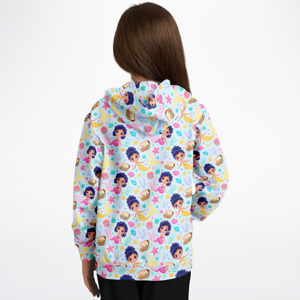 Girls Cute Mermaid Hoodie – Ultra Comfy & Stretchy, Cozy Fleece or Lightweight Sports Fabric, Double-Layer Hood & Kangaroo Pocket
