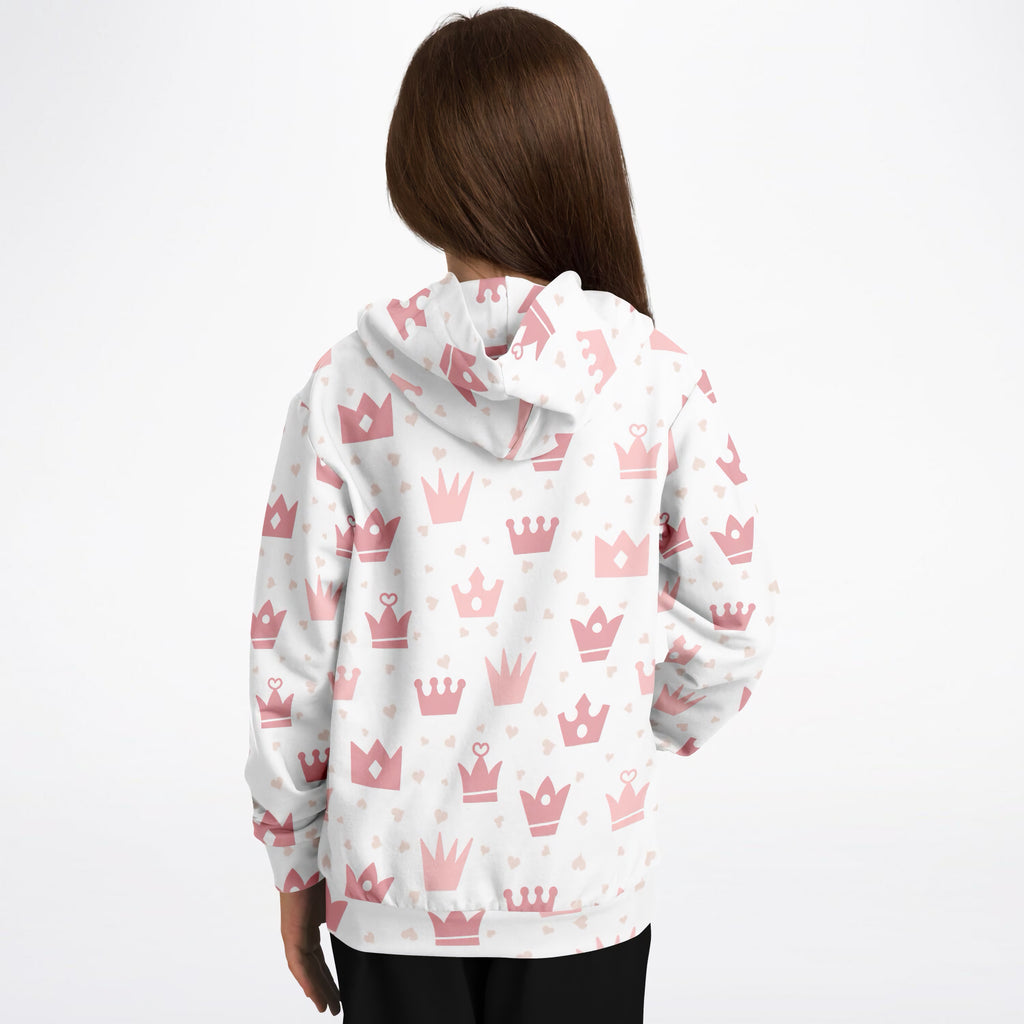 Girls Princess Crowns Hoodie – Ultra Comfy & Stretchy, Cozy Fleece or Lightweight Sports Fabric, Double-Layer Hood & Kangaroo Pocket