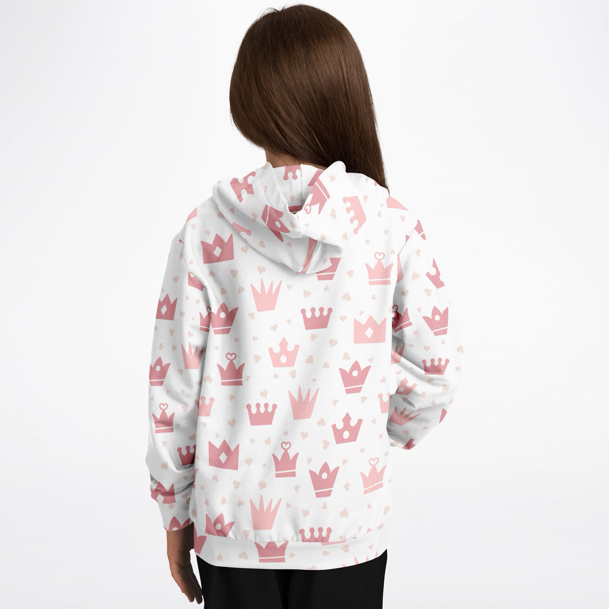 Girls Princess Crowns Hoodie – Ultra Comfy & Stretchy, Cozy Fleece or Lightweight Sports Fabric, Double-Layer Hood & Kangaroo Pocket