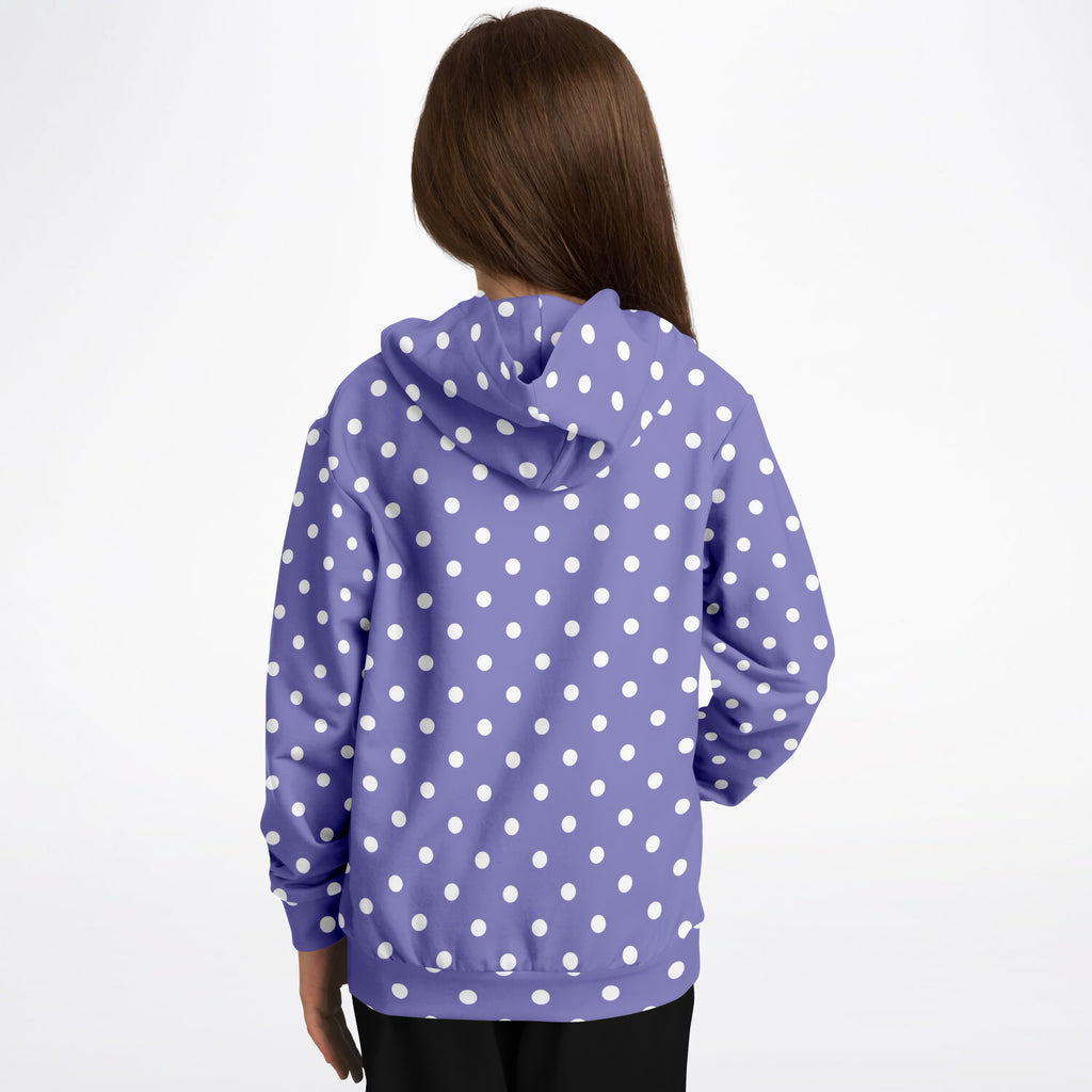 Girls Purple Polka Dot Hoodie – Ultra Comfy & Stretchy, Cozy Fleece or Lightweight Sports Fabric, Double-Layer Hood & Kangaroo Pocket