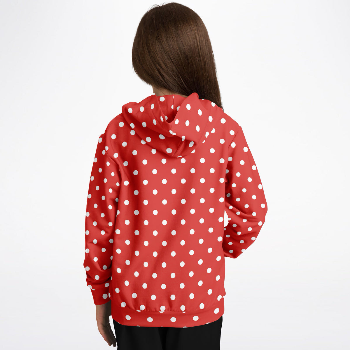 Kids Red Polka Dot Hoodie – Ultra Comfy & Stretchy, Cozy Fleece or Lightweight Sports Fabric, Double-Layer Hood & Kangaroo Pocket