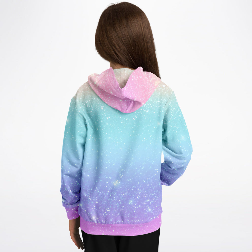 Girls Faux Sparkle Effect Hoodie – Ultra Comfy & Stretchy, Cozy Fleece or Lightweight Sports Fabric, Double-Layer Hood & Kangaroo Pocket