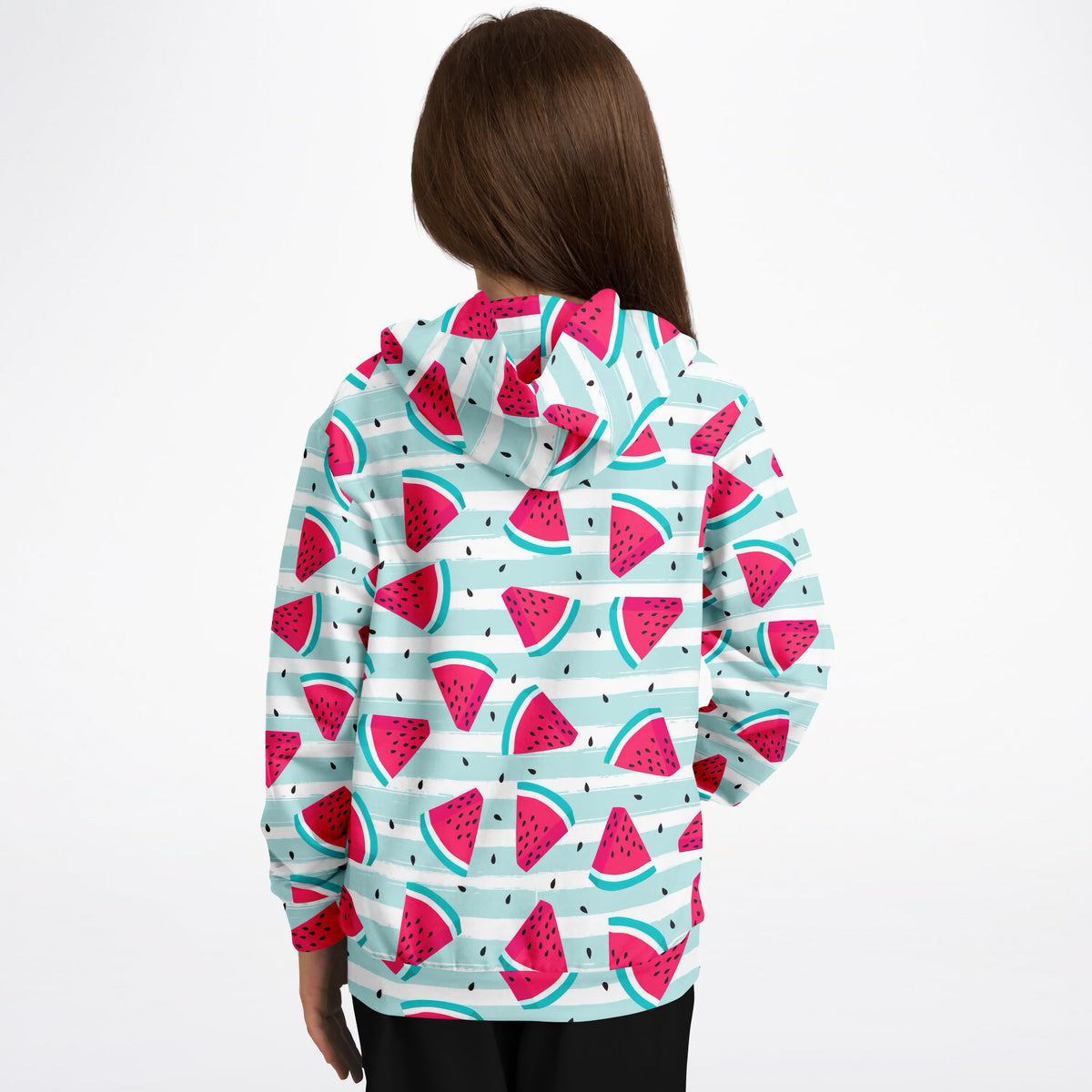 Kids Watermelon Stripe Hoodie – Ultra Comfy & Stretchy, Cozy Fleece or Lightweight Sports Fabric, Double-Layer Hood & Kangaroo Pocket