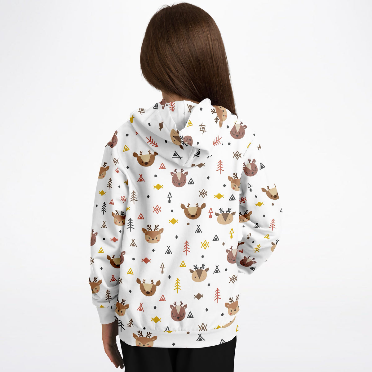 Kids Woodland Reindeer Hoodie – Ultra Comfy & Stretchy, Cozy Fleece or Lightweight Sports Fabric, Double-Layer Hood & Kangaroo Pocket