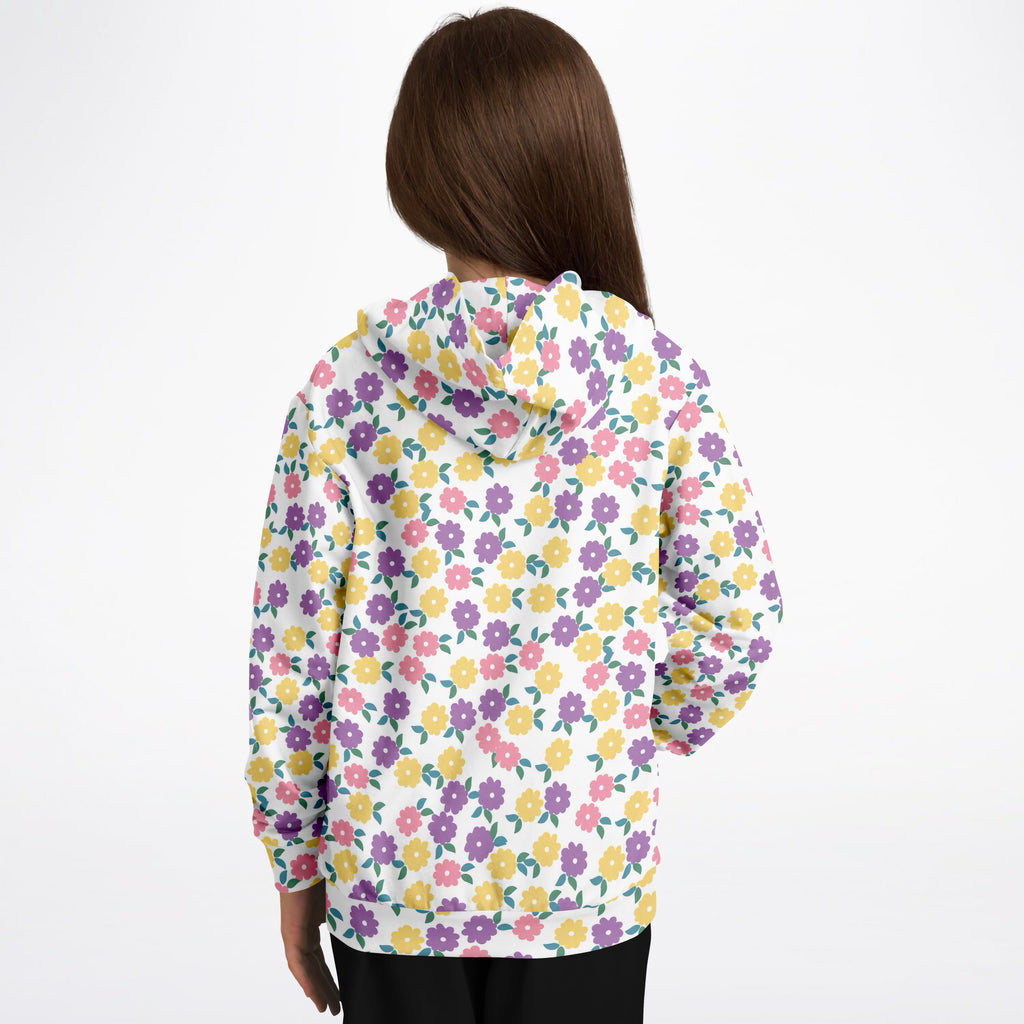 Girls Colorful Daisy Flower Hoodie – Ultra Comfy & Stretchy, Cozy Fleece or Lightweight Sports Fabric, Double-Layer Hood & Kangaroo Pocket